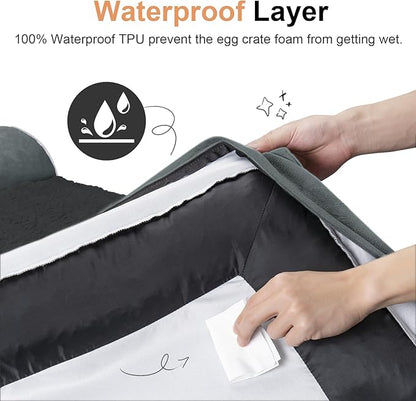 Small Dog Bed Orthopedic Washable: Beds Bolster Small Sized Dogs Cats Bed Egg Crate Foam Couch Sofa Waterproof with Removable Cover - Dark Grey