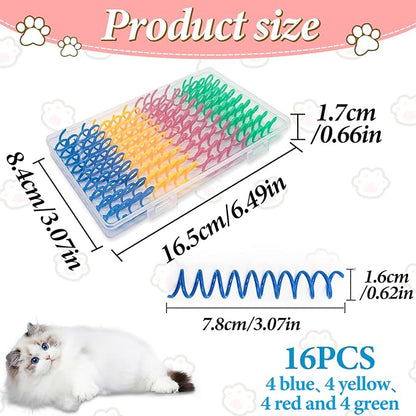 Andiker Mini Cat Spiral Springs, 16Pcs Cat Springs Toy Come with a Storage Box Long-Lasting 4 Bright Colors Plastic Springs Cat Toy for Indoor Cat Swatting Biting Hunting Self-Play Kitten Toys (S)