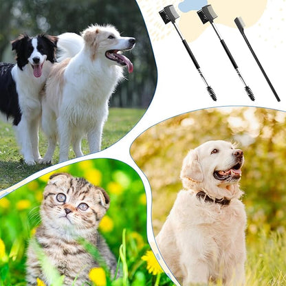 3PCS Pet Grooming Comb, Double-Head Plastic Grooming Comb, Soft Bristles Eye Cleaning Brush for Dogs, Puppies, and Cats, Facial Brush for Gently Removing Tear Stains, Mucus, Crusts, Boogers and Fleas