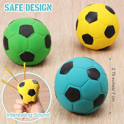 Sumind 9 Pcs Latex Squeaky Dog Toys 2.76 inch Soccer Ball Interactive Fetch Toys Soft Football Puppy Chew Balls for Small Medium and Large Dogs(Yellow, Blue, Green)