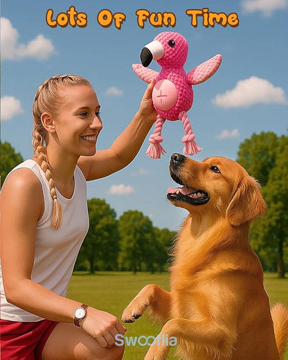 Swooflia Tug of War Dog Toy - Enrichment Interactive Squeaky Rope Toys to Keep Them Busy, Plush Cute Teething Clean for Small Dogs Crinkle Puppy Chew Toy for Treat and Playing