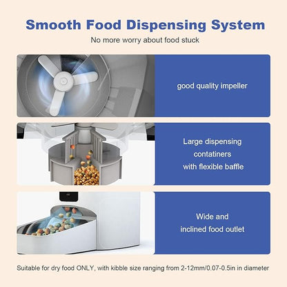 Automatic Cat Feeder, 4L Cat Food Dispenser with 10s Voice Recorder, Pet Feeder up to 8 Meals per Day, Timed Dog Feeder with Dry Food Sealed Ring