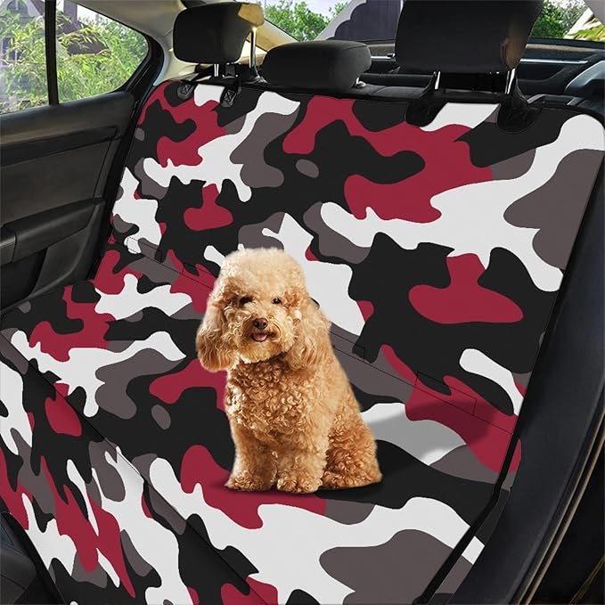 AFPANQZ Dog Car Seat Cover Camouflage Red Waterproof Pet Seat Cover for Back Seat Scratch Proof Nonslip Backing Hammock Heavy Duty Big Dog Seat Cover for Cars Back Seats Trucks and Suvs XL