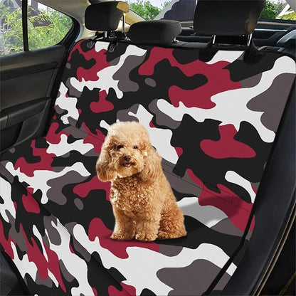 AFPANQZ Dog Car Seat Cover Camouflage Red Waterproof Pet Seat Cover for Back Seat Scratch Proof Nonslip Backing Hammock Heavy Duty Big Dog Seat Cover for Cars Back Seats Trucks and Suvs XL