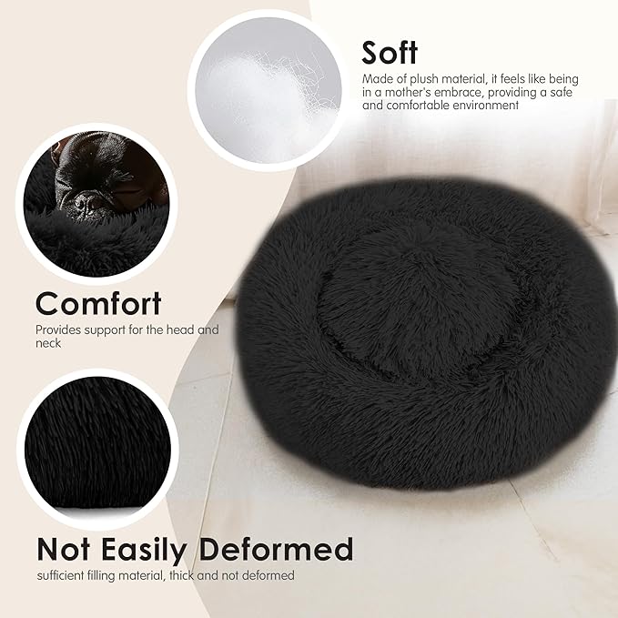 Extra Large Dog Beds, 36 Inch Human Dog Anxiety Relief Comfort Bed, Indestructible & Chew Proof Pet Beds (Black)