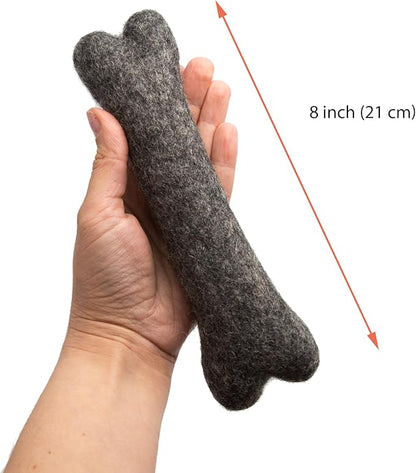 Glaciart One Felted Wool Dog Chew Bone (3 Pcs)| Durable Dog Chew Toy, Puppy Chew Toys for Teething & Dog Teeth Cleaning | Pet Toys Fetch Games & for Anxiety/Boredom | Great for Small or Medium