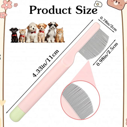 Pet Facial Grooming Comb, Stainless Steel Dog Eye Comb, Dog Flea Comb, Round-Tip Arc Teeth, Stress-free Tear Stain Remover for Dogs & Cats Fit Yorkie, Shih Tzu, Maltese Maltipoo Pomeranian