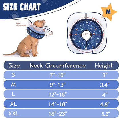 Elevated Inflatable Dog Cone Collar to Stop Licking, Doggie Donut Collar After Surgery, Soft Dog Cone Alternative for Small Medium Large Dogs