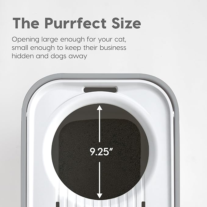 IRIS USA Large Cat Litter Box Top Entry with Lid, Enclosed Litter Box with Litter Catching Lid & Scoop, Covered Cat Litter Box Enclosure for Privacy, High Sided, Gray/White