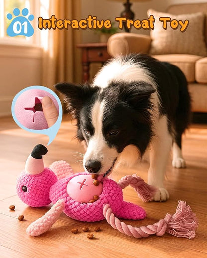 Swooflia Tug of War Dog Toy - Enrichment Interactive Squeaky Rope Toys to Keep Them Busy, Plush Cute Teething Clean for Small Dogs Crinkle Puppy Chew Toy for Treat and Playing