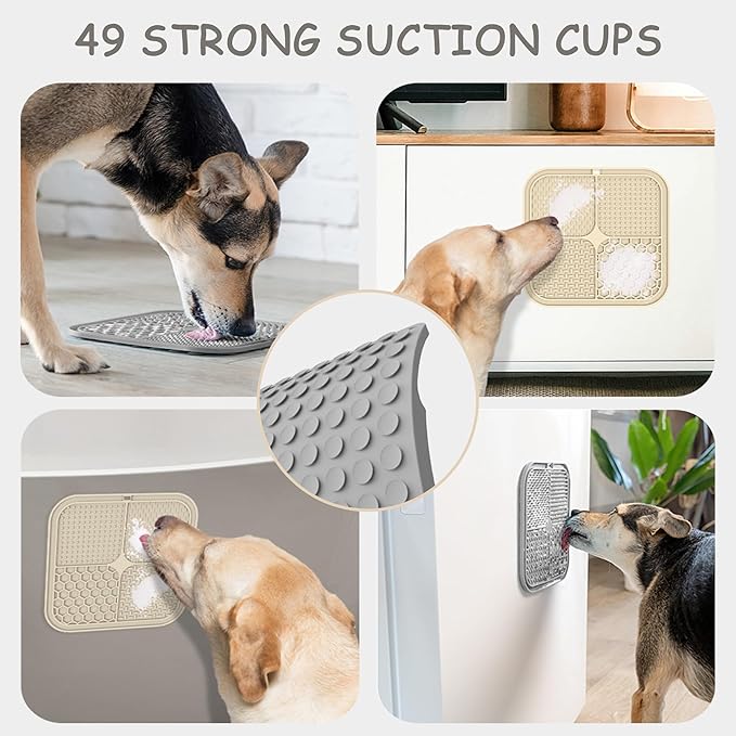 2 Pack Lick Mat for Dogs,Cats,Upgraded 8.5×8.5 inches Licking Mats with Suction Cups,Slow Feeder Licking Pad for Anxiety Relief and Boredom Reducer,Suitable for Dog Training Set 2