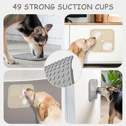 2 Pack Lick Mat for Dogs,Cats,Upgraded 8.5×8.5 inches Licking Mats with Suction Cups,Slow Feeder Licking Pad for Anxiety Relief and Boredom Reducer,Suitable for Dog Training Set 2
