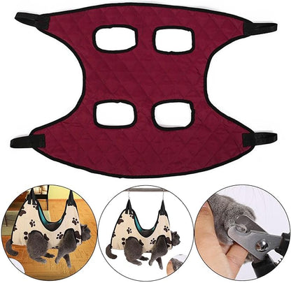 Portable Dog Grooming Hammock Restraint Bag Harness Multi Functional Hammock Helper for Puppy Nail Trimming Cat Pet Supplies Cleaning, Red M