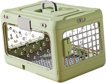 Folding Puppy Crate, Cat Travel Cage, Portable Dog Kennel, Pet Carrier for Small Dogs, Green