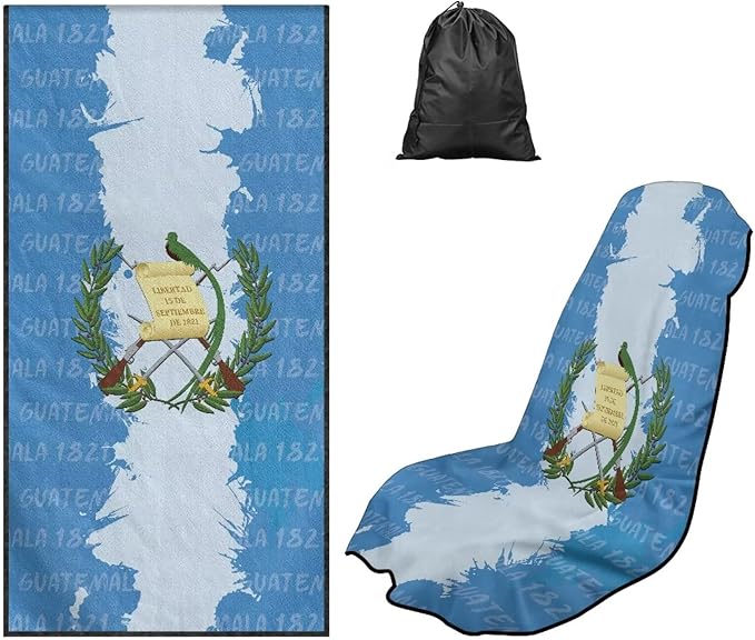 SEANATIVE Car Seat Cover Car Towel - Washable Sweat Protector for Workout, Sports Towel Cushion Cover, Women Men Dogs' Universal Seat Covers for Cars Trucks SUV, Flag of Guatemala Print