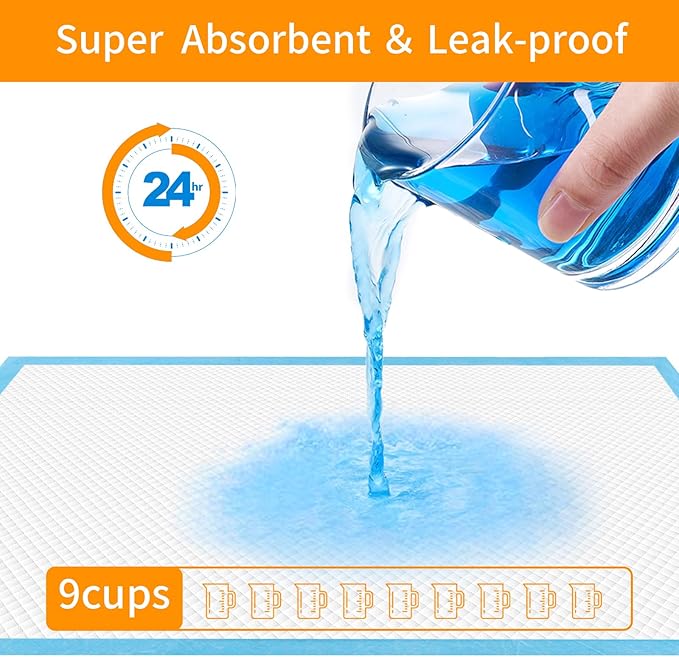 Bolux Dog and Puppy Training Pads, 13”×18” Disposable Dog Pee Pads, 100/Counts Ultra Absorbent & Leak-Proof Pet Underpads, Dry Quickly Pee Pad for Dog Cats Rabbits or Other House Training Pet
