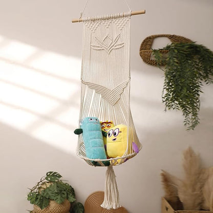 Macrame Cat Hammock-Boho Cat Bed Cotton Wall Hanging for Indoor Outdoor Home Decor, Macrame Cat Bed Hanging for Sleeping, Playing, Climbing and Lounging 49.2" Lx15.74 W