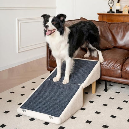 3-in-1 Dog Ramp 18.9"×17.7"×18.9" with Storage – Pet Stairs for Senior & Injured Dogs & Cats, Hidden Storage Footstool, Ottoman Anti-Slip, Supports 220 lbs for Beds & Sofas