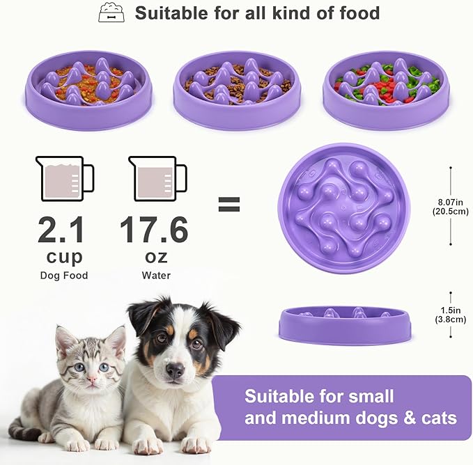 Slow Feeder Dog Bowls, Maze Dog Bowl Slow Feeder for Healthy Eating, Non-Slip Dog Food Bowl, Food-Grade Puppy Bowl, Slow Feeder Cat Bowl & Cat Food Bowl, Puzzle Dog Bowls for Small & Medium Pets