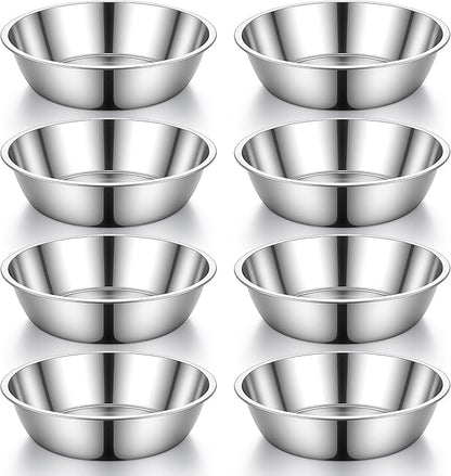 8 Pcs Large Stainless Steel Dog Bowls, 56Oz Metal Pet Food and Water Bowls, Dishwasher Safe and Easy to Clean, for Small Medium Large Dogs, Silver