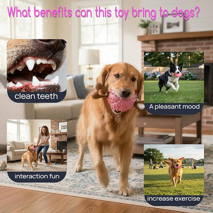 Dog Toys,Hybrid Dog Chew Toy for Aggressive Chewers, 2-in-1 Durable Wood-Plastic Bone & TPR Spike Ball, Natural Wood Scent, Integrated Safe Design for 20-100 lbs Medium Large Breeds