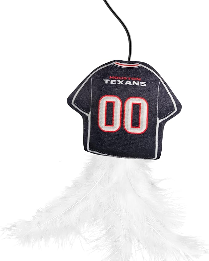 NFL Houston Texans Team Jersey Wand with CAT NIP, Cat Toy Jersey Shaped Plush Teaser Toy for Cats & Kittens - Interactive Pet Toy for Play & Exercise