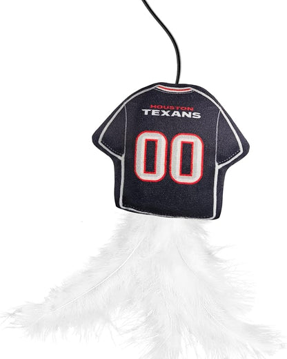 NFL Houston Texans Team Jersey Wand with CAT NIP, Cat Toy Jersey Shaped Plush Teaser Toy for Cats & Kittens - Interactive Pet Toy for Play & Exercise
