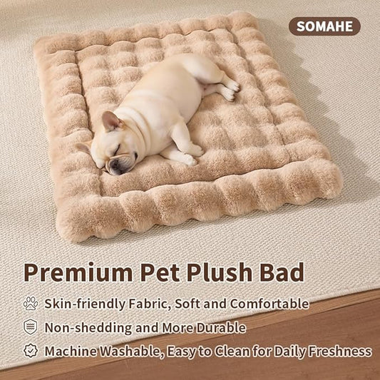 Cat & Dog Bed Mat, Soft Plush Faux Fur Kneading Pet Bed for 2 Cats or Small Dogs, Machine Washable Cat Sleeping Pad, Non-Slip Fluffy Pet Rug for Indoor Cats Kittens & Small Dogs,27x20 In Coffee
