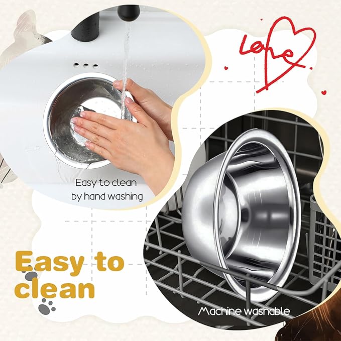 6 Pcs Stainless Steel Dog Bowl 6.5 Inch Metal Dog Bowls Food Water Container Dishwasher Thickened Puppy Food Bowls Safe Metal Plate Pet Bowl for for Small Medium Large Dogs Cats