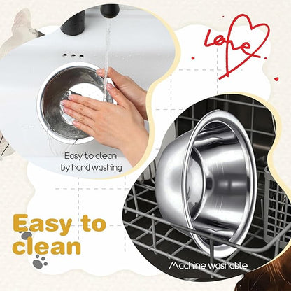 6 Pcs Stainless Steel Dog Bowl 6.5 Inch Metal Dog Bowls Food Water Container Dishwasher Thickened Puppy Food Bowls Safe Metal Plate Pet Bowl for for Small Medium Large Dogs Cats