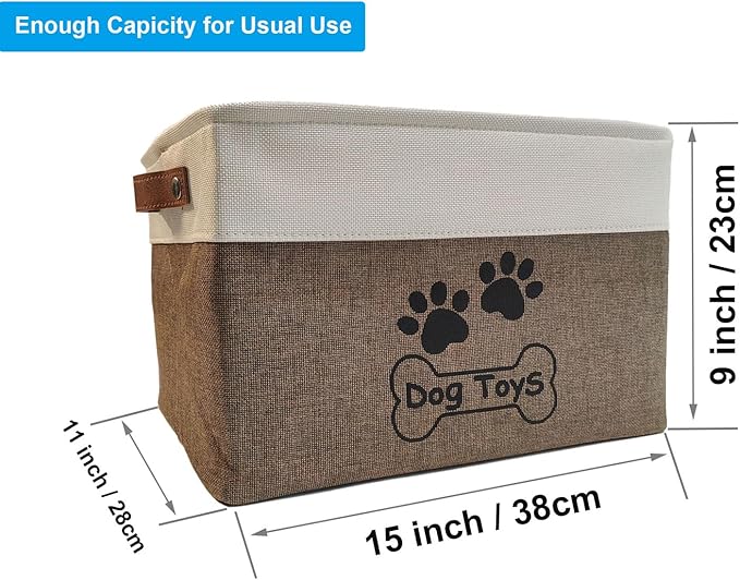 Dog Toy Basket Collapsible Dog Toy Box with Handles Foldable Dog Toy Bin for Pet Toys,Accessories
