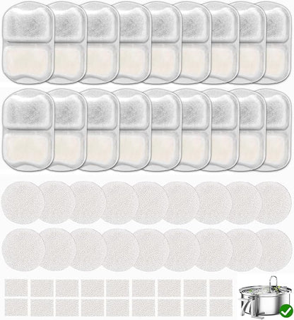 12 Sets Pet Water Fountain Filter Replacement Compatible with Oneisall 7L/230oz Stainless Steel Dog Dispenser - Filtered Dog Water Bowl - Replacement Filters and Sponge