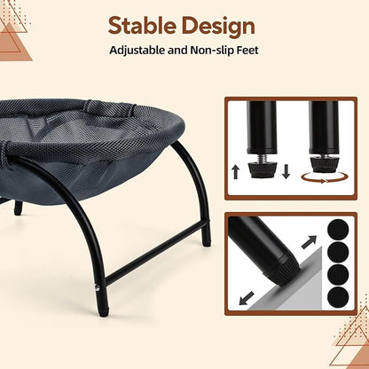 Raised Cat Hammock Bed, Standing Cat Cot with Washable Mesh, Pet Bed for for Kittens,Dark Blue