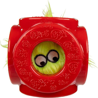 goDog Holiday Collection 2-in-1 Cage Ball Dog Toy with Furballz Squeaky Plush Dog Toy - Red, Small