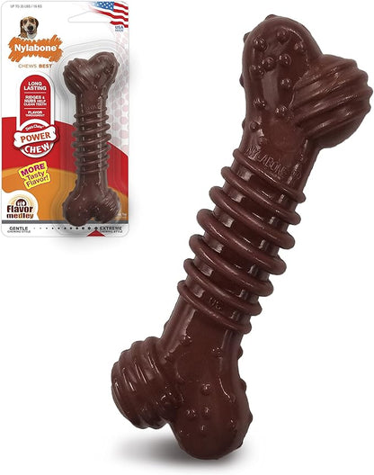 Nylabone Groove Bone Power Chew Toy for Dogs, Dental Dog Toys for Aggressive Chewers, Dog Chew Bone, Long Lasting Flavor Medley Flavor, For Medium Dogs - Up to 35 lbs, 1 Count