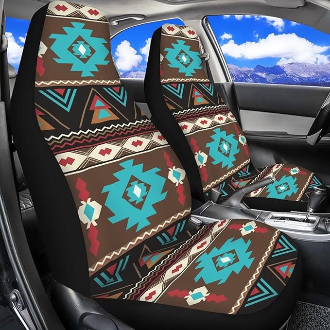 Ethnic Aztec Tribal Car Seat Covers for Front Seats SUV Truck Van Sedans Bucket Seat Covers for Women Men, Washable and Breathable Car Accessories Seat Protector