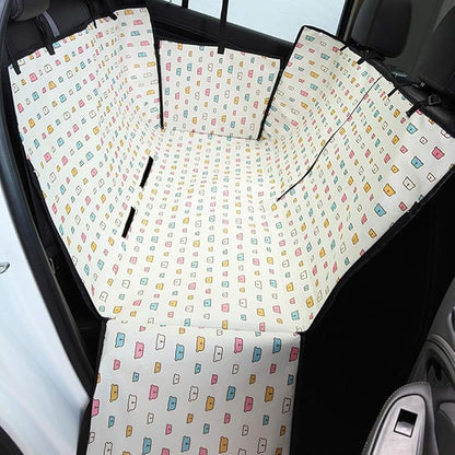 Dog Car Seat Cover - Heavy Duty Dog Hammock with Side Flaps - Waterproof/Scratch Proof/Nonslip Padded Pet Seat Cover - Universal fits All Cars