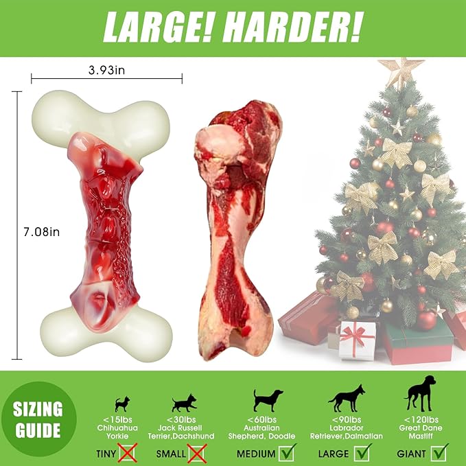 DEBAK Dog Toys for Aggressive Chewers, Dog Toys to Keep Them Busy, Durable and Strong Dog Bones for Heavy Chewers, Almost Indestructible for Lasts a Long Time