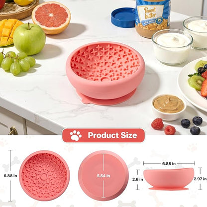 Dog Lick Bowl Slow Feeder with Slanted Anti-Spill Design, Extra-Thick Bite-Resistant Rim, Strong Suction Base, Freezer Safe for Frozen Treats — A Cleaner Alternative to Lick Mats for Dogs (Coral)