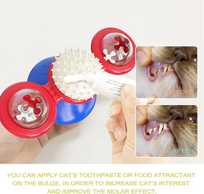 Interactive Cat Toys & Treat Dispenser with Catnip Ball - Chew, Scratch, Rub & Teeth Grooming Toys for Indoor Cats, BPA-Free, Sturdy TPR (Blue)