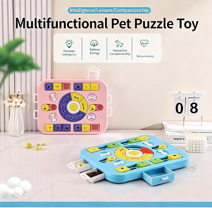 Interactive Dog Puzzle Toy & Slow Feeder, Enrichment Toy for IQ Training and Brain Stimulation, Mentally Stimulating Gift for Large, Medium, and Small Dogs (Blue)