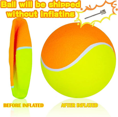 Big Tennis Ball for Dogs, Giant Dog Tennis Ball Toy Large Outdoor Sports Gift for Small Medium Large Dog (Yellow Orange, 9.5 inch)