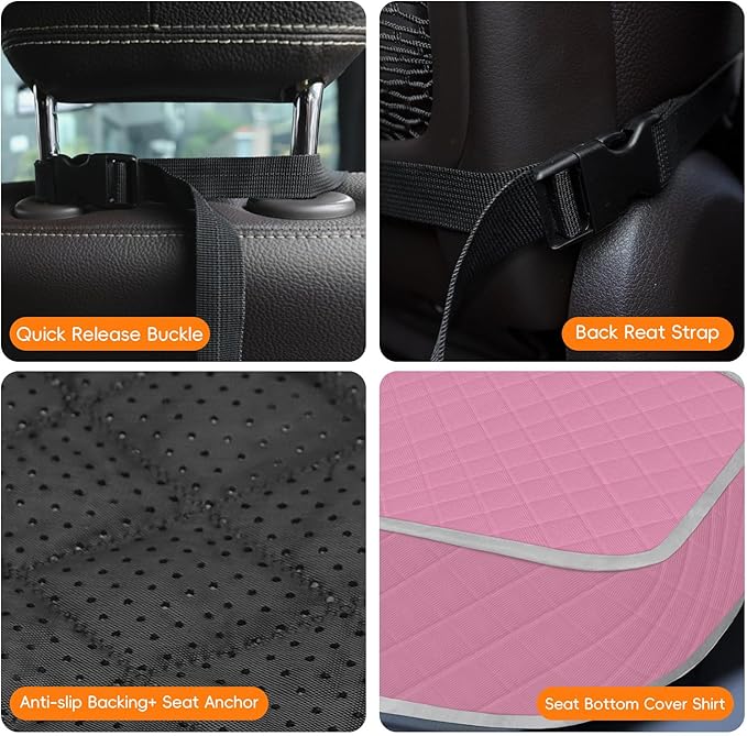 Tuwubi Dog Seat Cover Front Seat, Waterproof Car Seat Covers for Dogs, Scratch-Proof Captain Chair Bucket Seat Covers, Full Protection Pet Car Seat Protector for SUV MPV Trucks Sedans (S,Pink, 1 Set)