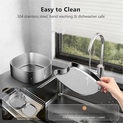 Wireless Cat/Dog Water Fountain 7L/1.8Gal with Silicone Mat & 3 Set Filters, DRLWXYSBattery Operated Cordless Automatic Pet Water Dispenser for Multi-cats and Small to Large Dogs with Ultra Quiet Pump