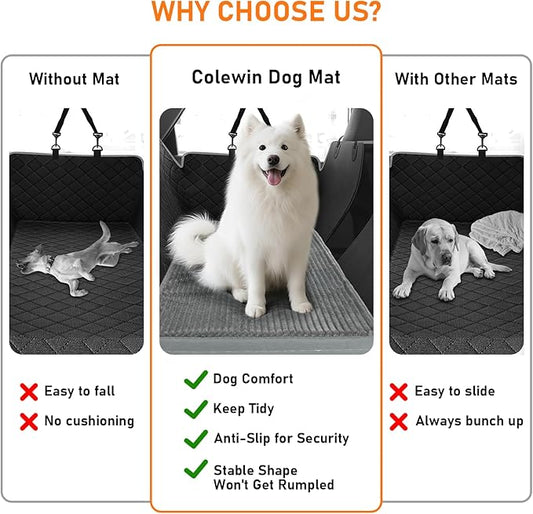 Dog Bed Mat for Car Backseat, Non-Slip Waterproof Car Seat Mat for Dogs & Pets with 2-Inch Thick Foam & Easy Clean Dog Pad Cover Suitable for Travel, Camp, Home (23.5x51in, Grey)