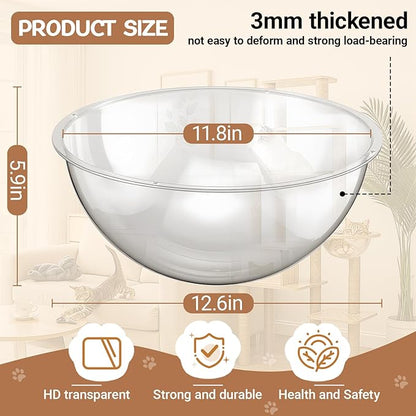 3 Pcs Acrylic Dome Cat Bubble, 12.6" Space Transparent Capsule Cover Clear Plastic Dome Bed Replacement for Cat Tree/Window Perch, DIY Nest Accessories for Hammock Tree Shelves Peek