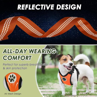 Lukovee Dog Seat Belt for Car, Adjustable Dog Car Harness for Large Medium Small Dogs, Soft Padded & Breathable Mesh Dog Seatbelt with Car Strap and Carabiner (Orange,XXS)