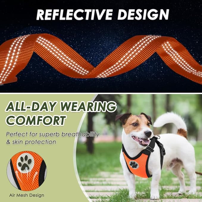 Lukovee Dog Seat Belt for Car, Adjustable Dog Car Harness for Large Medium Small Dogs, Soft Padded & Breathable Mesh Dog Seatbelt with Car Strap and Carabiner (Orange,L)
