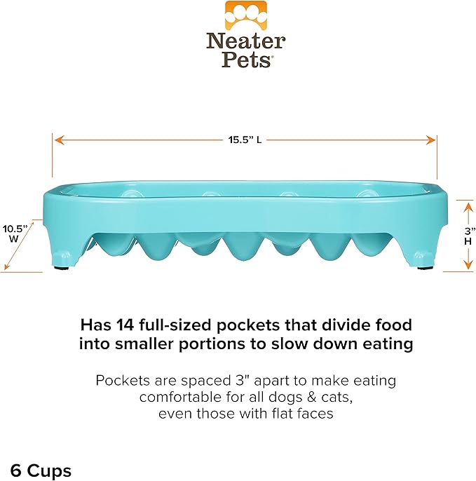 Neater Pet Brands Neater Slow Feeder Dog Bowls, Slows Down Fast Eaters to Help Digestion & Prevent Overeating, Non-Slip Dog Bowl, BPA-Free, Holds 6 Cups of Food for Medium to Large Breed Dogs or Puppy