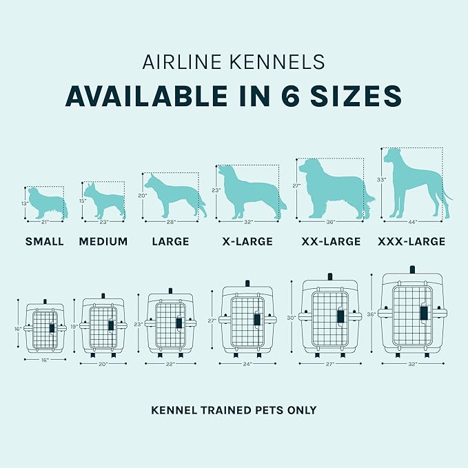 SportPet Airline Compliant X-LARGE 32.25" Travel Dog Kennel-Durable Plastic Airline Pet Carrier w/Removable Wheels & Food Bowls, Collapsible Indoor/Outdoor Dog Kennel, Dog up to 32"L & 23"H-Cream/Gray